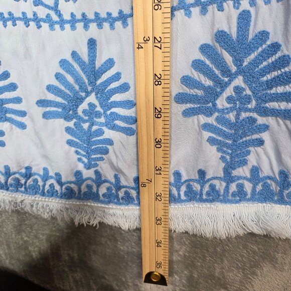 Pranella Aggie Dress Womens Small Blue Embroidered Fringe Boho Beach Cover Up - Picture 10 of 10